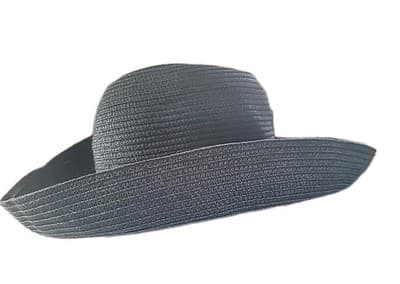 Betmar New York Style Black Straw Packable Wide Brim Floppy Beach Sun Hat OS - Thumbnail 2