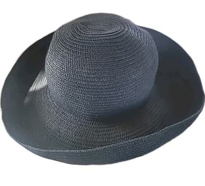 Betmar New York Style Black Straw Packable Wide Brim Floppy Beach Sun Hat OS - Image 1