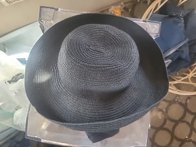 Betmar New York Style Black Straw Packable Wide Brim Floppy Beach Sun Hat OS - Thumbnail 3
