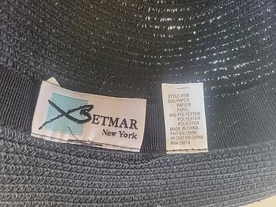 Betmar New York Style Black Straw Packable Wide Brim Floppy Beach Sun Hat OS - Thumbnail 4