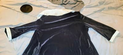 Vintage Georgette Trabolsi Nieman Marcus BLACK Velvet ROBE Size S/M - Thumbnail 5