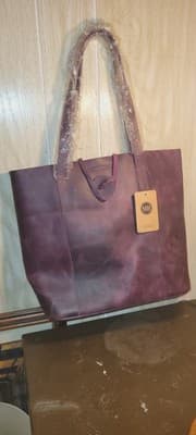 NWT Montana Hudson Savannah Plum Handcrafted Leather Tote Bag Purse W/Extra Bag - Thumbnail 9