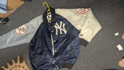 Vintage NEW YORK YANKEES STARTER Jacket BLUE/GRAY Large Good Condition - Thumbnail 9