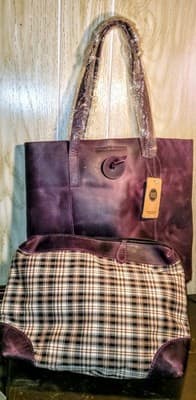 NWT Montana Hudson Savannah Plum Handcrafted Leather Tote Bag Purse W/Extra Bag - Image 1