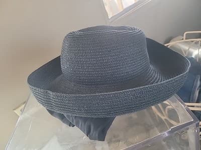 Betmar New York Style Black Straw Packable Wide Brim Floppy Beach Sun Hat OS - Thumbnail 6