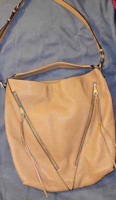 Excellent ConditionREBECCA MINKOFF Tan Pebbled Leather Tassels Hobo Shoulder Bag - Thumbnail 3