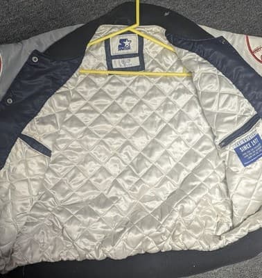 Vintage NEW YORK YANKEES STARTER Jacket BLUE/GRAY Large Good Condition - Thumbnail 4