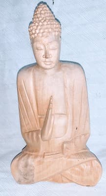 Antique Hand Carved Wood Teaching Buddha Southeast Asia 9" - Thumbnail 3