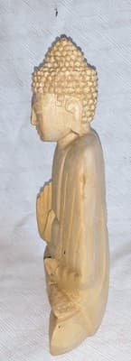 Antique Hand Carved Wood Teaching Buddha Southeast Asia 9" - Thumbnail 4