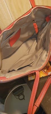 Coach Signature Stripe Tote Bag Khaki Pink Canvas with Leather Trim Shoulder - Thumbnail 8