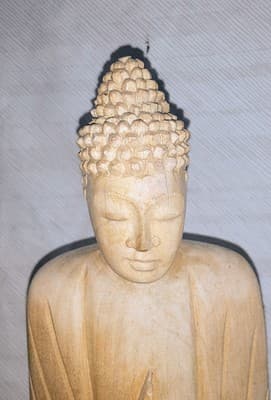 Antique Hand Carved Wood Teaching Buddha Southeast Asia 9" - Thumbnail 2