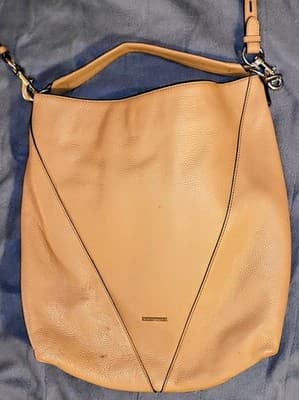 Excellent ConditionREBECCA MINKOFF Tan Pebbled Leather Tassels Hobo Shoulder Bag - Thumbnail 10