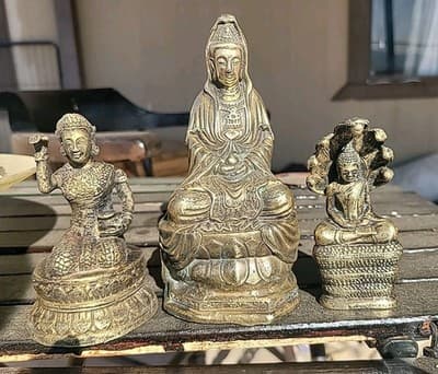3 Buddha bronze Brass Vajrasattva Tara Kwan-Yin,Meditation Buddha,Nang Kwak