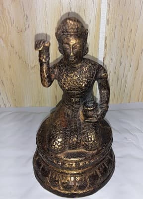 Vintage8" NANGANG KWAK THE GODDESS OF FORTUNE Wealth Prosperity Good Luck Bronze
