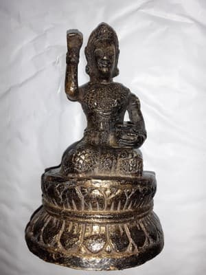 Vintage8" NANGANG KWAK THE GODDESS OF FORTUNE Wealth Prosperity Good Luck Bronze - Thumbnail 2