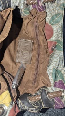 VTG Relic Brown Tropical Floral BOHO Canvas Shoulder Drawstring Bucket Bag Purse - Thumbnail 3
