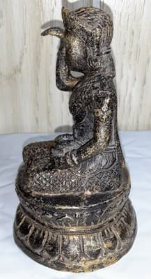 Vintage8" NANGANG KWAK THE GODDESS OF FORTUNE Wealth Prosperity Good Luck Bronze - Thumbnail 3