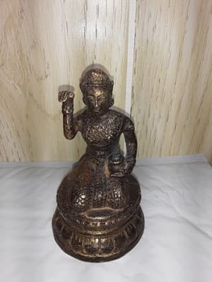 Vintage8" NANGANG KWAK THE GODDESS OF FORTUNE Wealth Prosperity Good Luck Bronze - Thumbnail 9