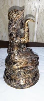 Vintage8" NANGANG KWAK THE GODDESS OF FORTUNE Wealth Prosperity Good Luck Bronze - Thumbnail 5