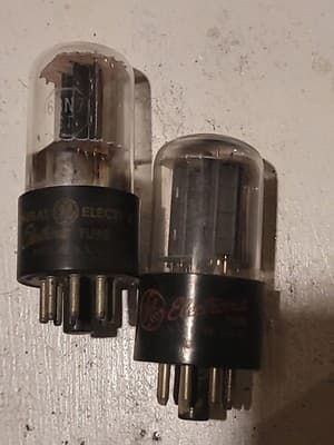 2 Vintage 6SN7GTB GE Large Base HiFi Radio Amp Vacuum Tubes - Thumbnail 2