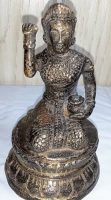 Vintage8" NANGANG KWAK THE GODDESS OF FORTUNE Wealth Prosperity Good Luck Bronze - Thumbnail 6