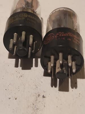 2 Vintage 6SN7GTB GE Large Base HiFi Radio Amp Vacuum Tubes - Thumbnail 3