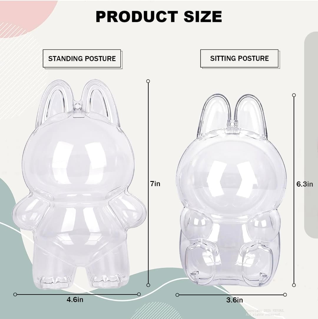 Yeyoke Clear Display Mold Plastic Figure 7in Craft Display NIB Holds Labubu - Thumbnail 2