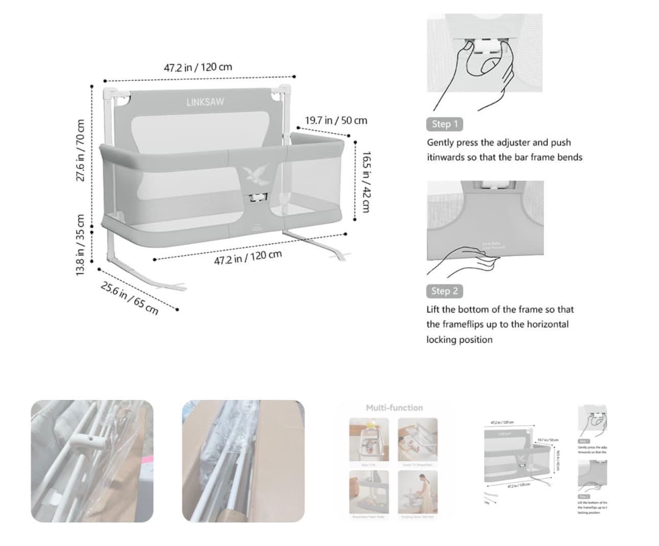 Multi-Function Baby Crib with Breathable Mesh Walls - Thumbnail 3