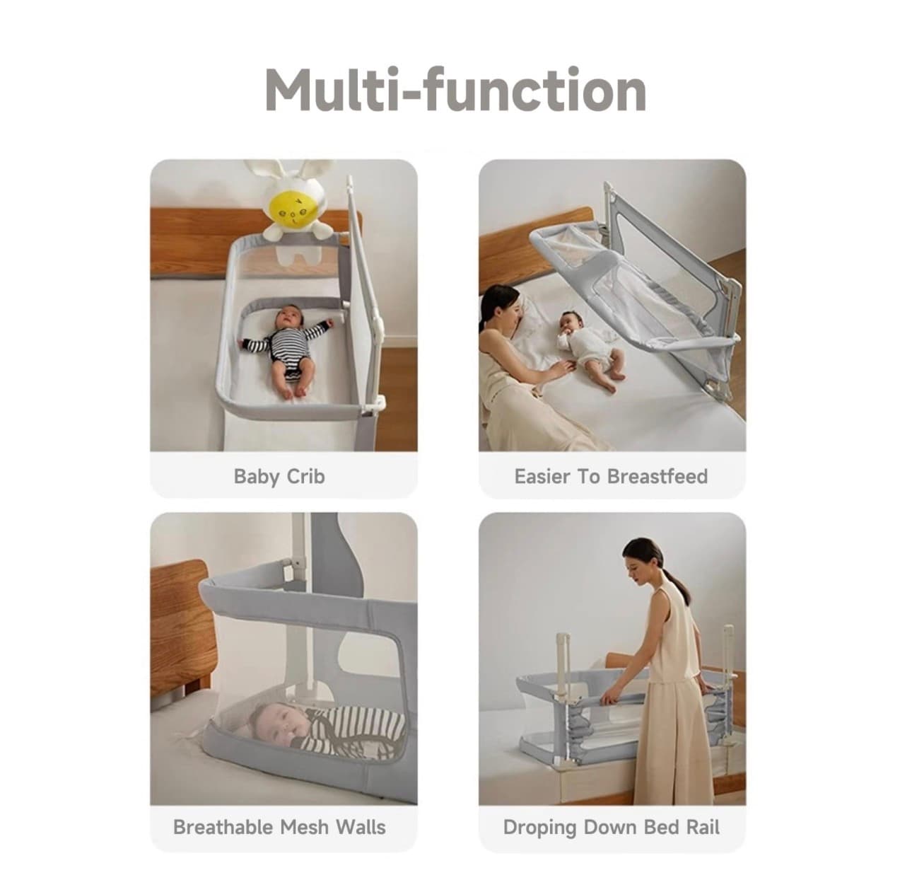 Multi-Function Baby Crib with Breathable Mesh Walls - Thumbnail 2