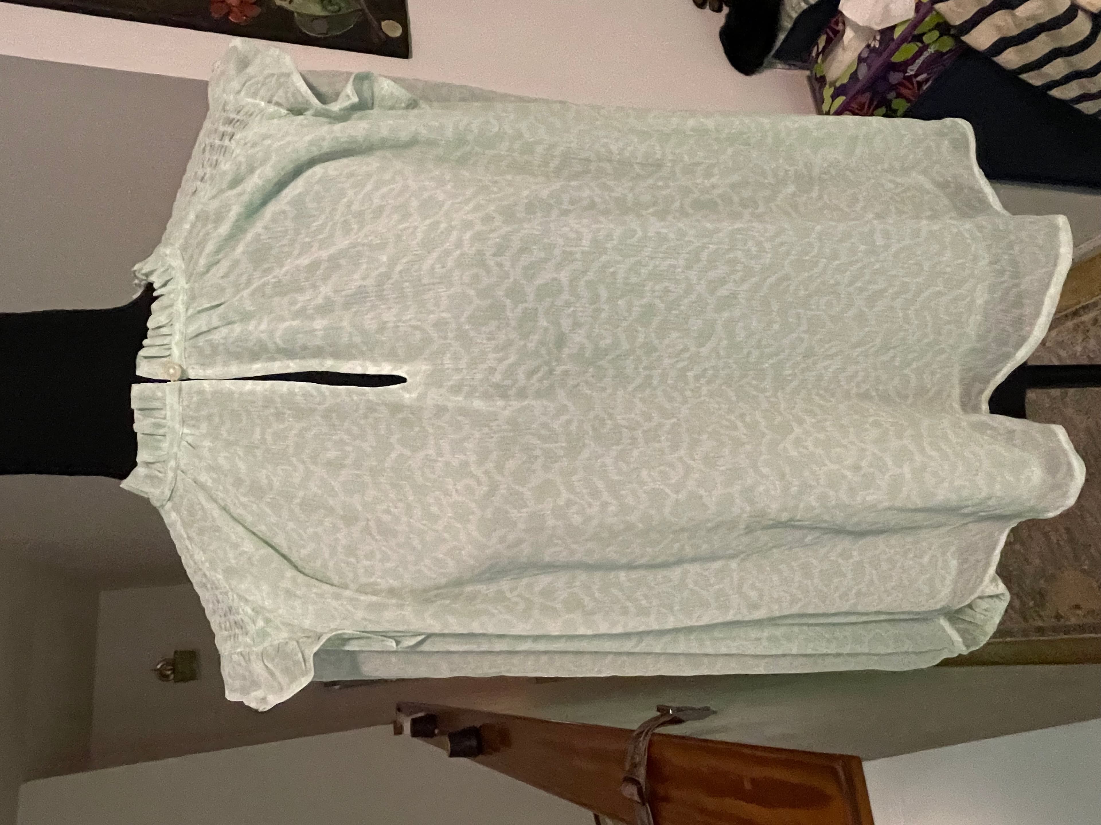 LOFT Women’s Green White L/S Ruffled Blouse Top - Thumbnail 12