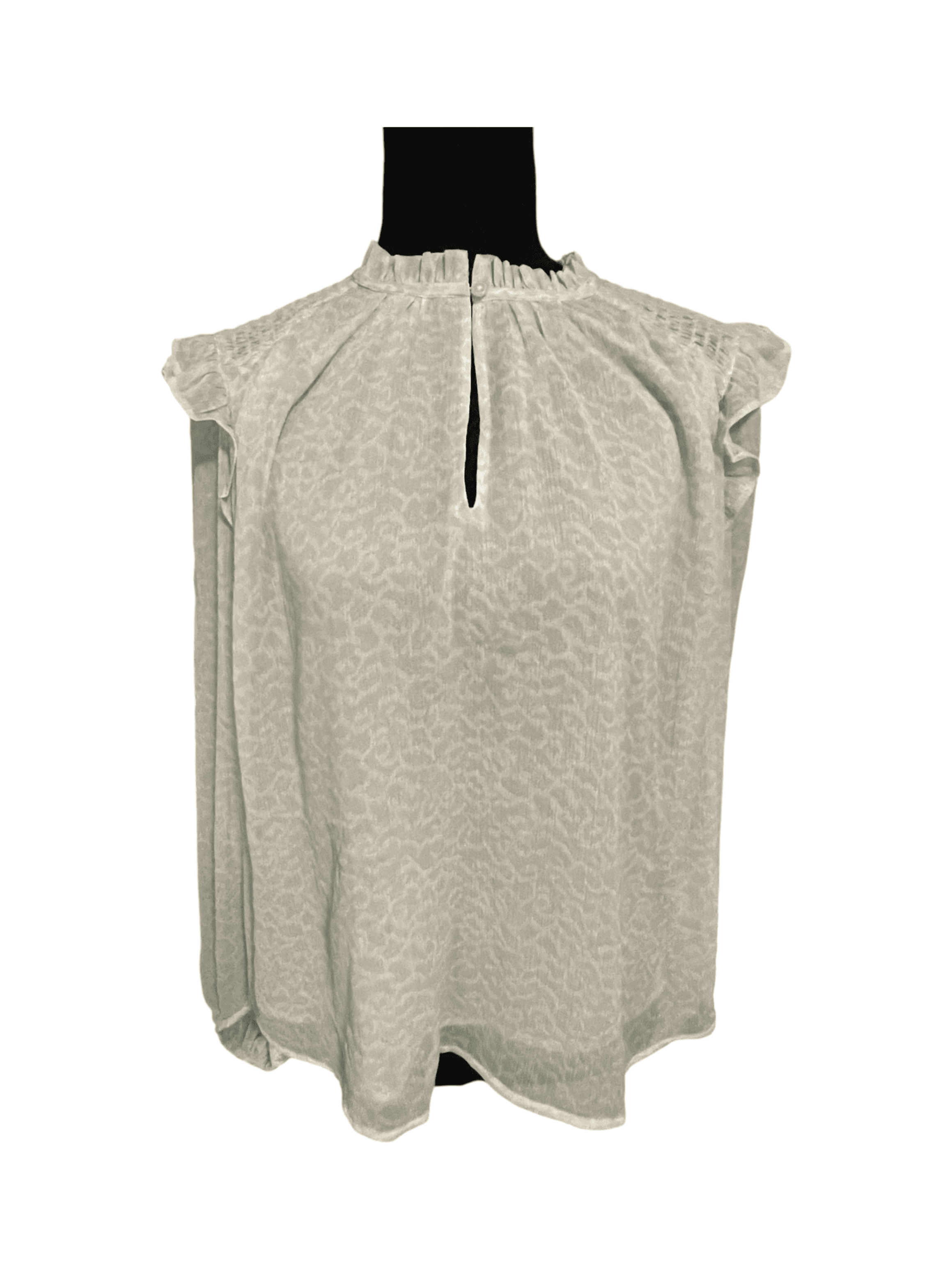 LOFT Women’s Green White L/S Ruffled Blouse Top - Image 1