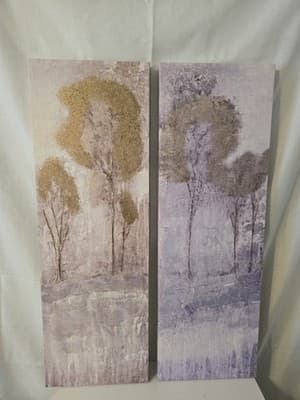 Abstract Textured Tree Art Panels Artwork Canvas Painting - Image 1