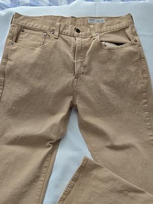 Cremieux Mens Tan Pants 34x32 Straight Leg Khaki Cotton Preppy Academia - Thumbnail 2