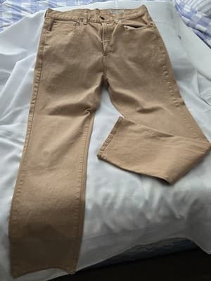 Cremieux Mens Tan Pants 34x32 Straight Leg Khaki Cotton Preppy Academia - Image 1