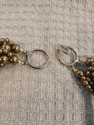 Vintage Multi-strand Gold Tone Matte Beads Statement Necklace - Thumbnail 3