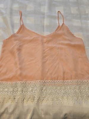 Womens Size Large Pullover Lace Adjustable Camisole Cami Top Apricot - Image 1