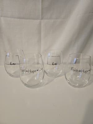 Set of Stemless Wine Glasses with Inspirational Text - Image 1