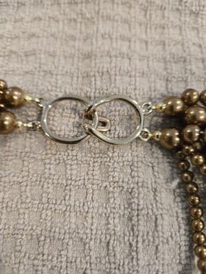 Vintage Multi-strand Gold Tone Matte Beads Statement Necklace - Thumbnail 2
