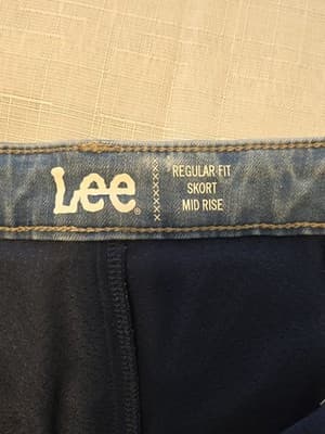 Lee Womens Medium Wash Denim Skort Size 8 Medium Stretch Jean Skirt with Shorts - Thumbnail 7