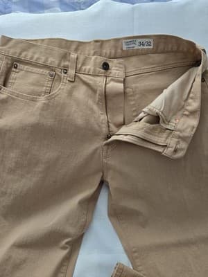 Cremieux Mens Tan Pants 34x32 Straight Leg Khaki Cotton Preppy Academia - Thumbnail 3