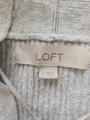 Loft Grey Long Open Front Cardigan Sweater Women's Size Medium - Thumbnail 4