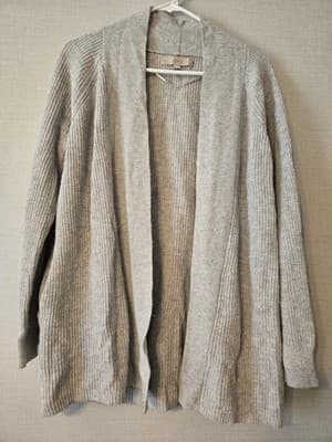 Loft Grey Long Open Front Cardigan Sweater Women's Size Medium - Thumbnail 2