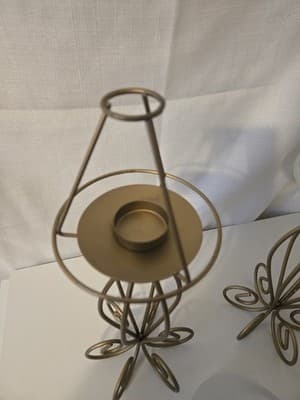 Pair of Vintage Brass Candle Holders with Frosted Glass Shades - Thumbnail 2