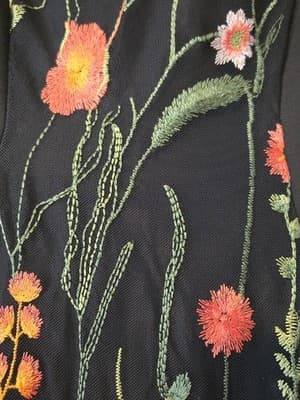 Connected Black Floral Embroidered Panel Stretch Sheath Dress Size Small - Thumbnail 5