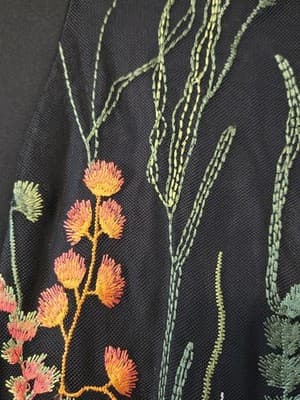 Connected Black Floral Embroidered Panel Stretch Sheath Dress Size Small - Thumbnail 4
