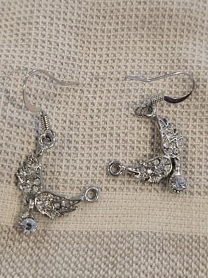 Vintage inspired angel wing earrings. Clear crystal stones, beautiful sparkle. - Image 1
