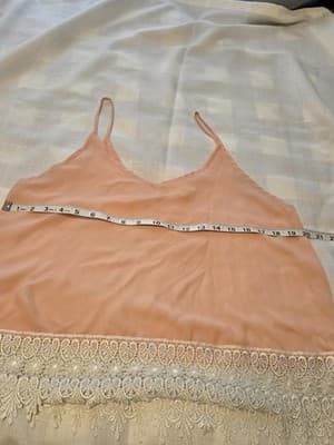 Womens Size Large Pullover Lace Adjustable Camisole Cami Top Apricot - Thumbnail 5