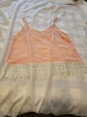 Womens Size Large Pullover Lace Adjustable Camisole Cami Top Apricot - Thumbnail 3