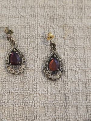 Vintage Gold-Tone Necklace and Earring Set with Amber-Colored Stones - Thumbnail 3