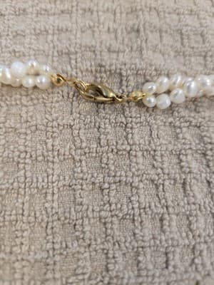 Vintage Multi-Strand Freshwater Pearl Beaded Necklace Gold Tone Clasp - Thumbnail 5